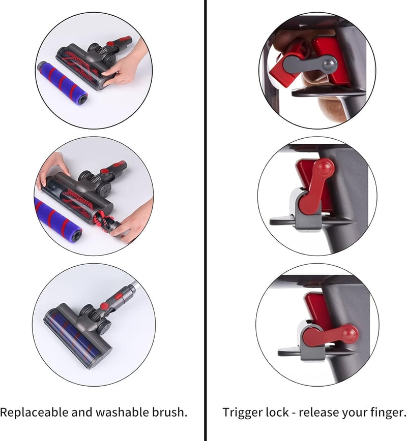 Dyson V7-V15 pótfej LED-del - Univerzális turbókefe szőnyegre és keménypadlóra