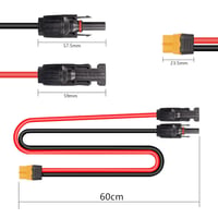 Napelem XT60 Csatlakozó Kábel 12AWG 60cm - Napenergia Adapter 8