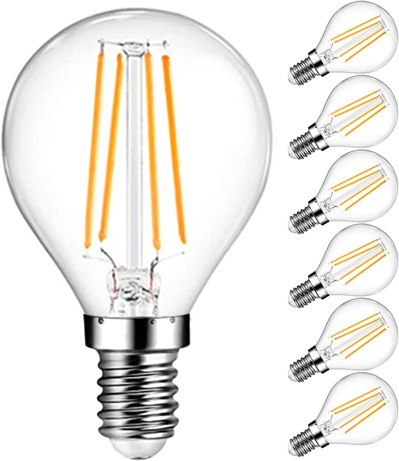 LED Filament E14 G45 Izzó - 6W Vintage Meleg Fehér 3000K 750lm - Halogén 60W Helyettesítő - Nem Szabályozható - 6 db Csomag