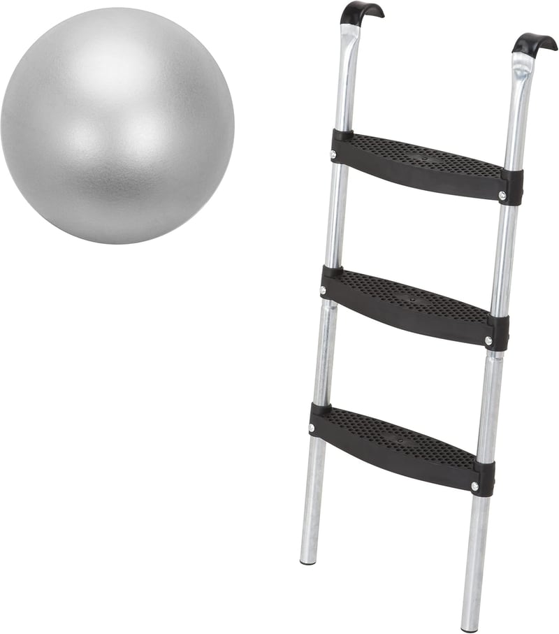 Valuents Ezüst Trambulin Létra - 86 cm, 3 Széles Fokkal + Ajándék Pilates Labda