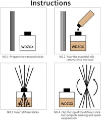 WDZGX Fekete Rattan Diffúzor Pálcák - 160 db Illóolaj Párologtató Pálca Otthonba, Irodába, 19 cm x 3 mm, Környezetbarát Természetes Anyagból 4