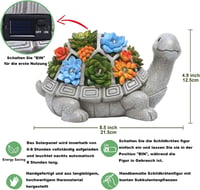 Teknős alakú napelemes kerti lámpa 7 LED-del, pozsgás növénytartóval - Yeomoo 3