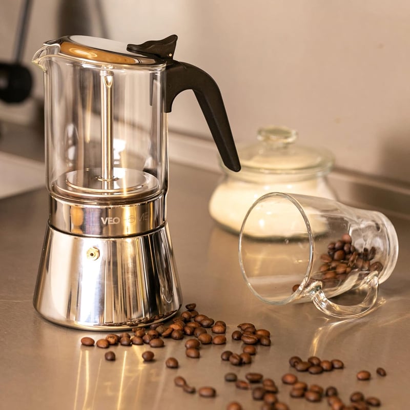 Luxus Olasz Üveg Moka Kávéfőző - 360ml, Rozsdamentes Acél