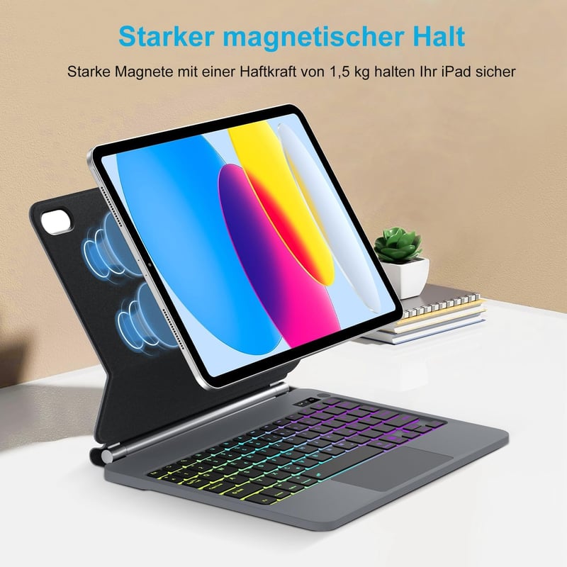 SENGBIRCH Magic Keyboard iPad 11/10.9 Tablethez - Német QWERTZ Billentyűzet Tokkal, Háttérvilágítással, Multi-Touchpaddel, Apple Ceruza Tart