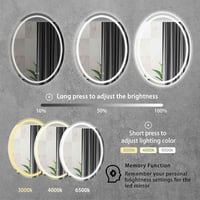 sunrik LED Fürdőszobai Tükör 60x80 cm - Ovális Világítással, 3 Színhőmérséklettel, Fényerőszabályzóval, Érintőkapcsolóval és Páramentesítő F 3