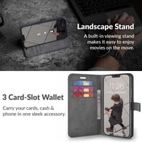 iPhone 12 Mini türkizkék bőr tok pénztárcával, kártyatartóval és állvánnyal 3