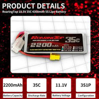 Roaring Top 2200mAh 11.1V 3S 35C LiPo akkumulátor XT60 csatlakozóval RC járművekhez és drónokhoz (2 db) 3