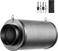 VIVOSUN 150 mm-es Aktív Szénszűrő Növénysátrakhoz - 6 Colos Szagtalanító Rendszer Előszűrővel, Ausztrál Aktív Szénnel, Ventilátor Kompatibil 1
