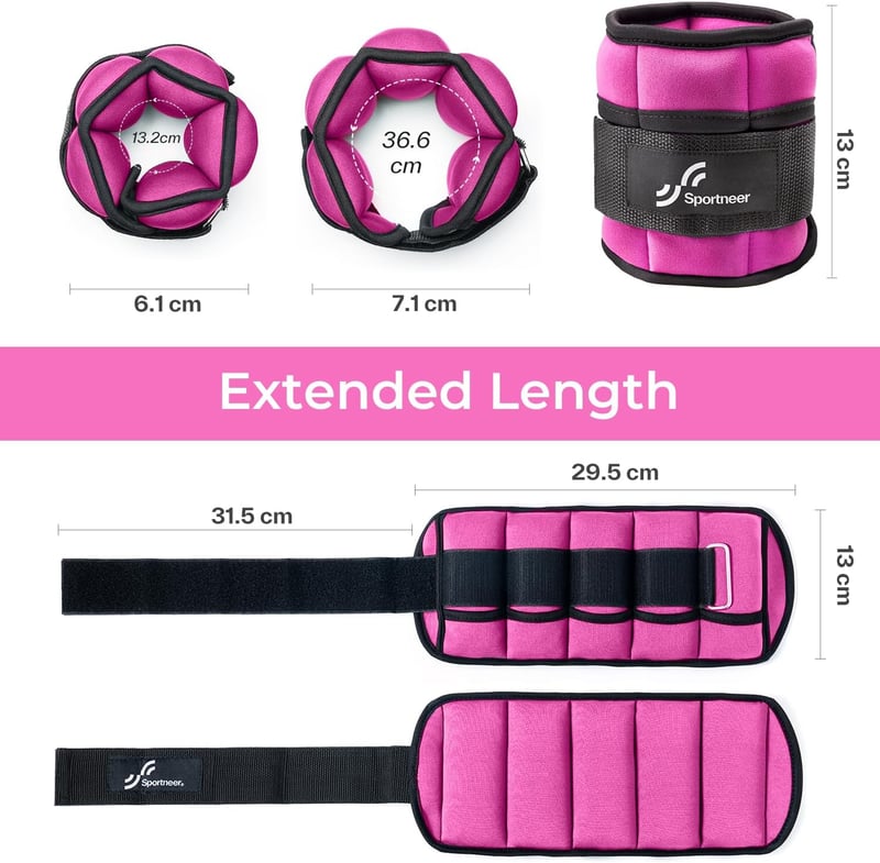 Sportneer Állítható Bokasúly Szett - Rózsaszín Neoprén Csuklósúly/Bokasúly 0,45-1,8 kg - Otthoni Edzéshez, Kardió Tréninghez, CrossFit Gyako