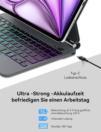 JADEMALL Magic Keyboard iPad Air 13 M2 2024 - Lebegő Állvány, Háttérvilágítás, Érintőpad és Gyorsbillentyűk, Bluetooth Billentyűzet Alumíniu 7