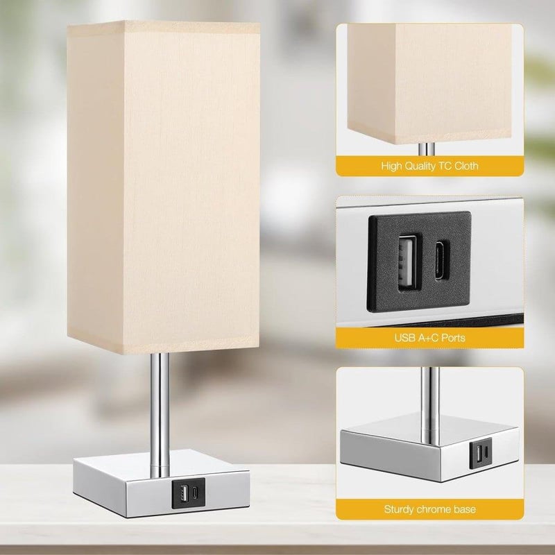 Sárga LED Állólámpa Érintőkapcsolóval és USB Töltővel