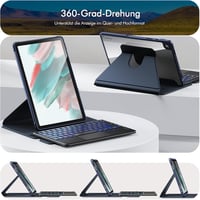Samsung Galaxy Tab A9+ 360°-os forgatható tok világító német billentyűzettel, kék 7