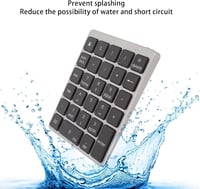 Yunseity Bluetooth és USB-s numerikus billentyűzet, 28 gombos, iOS/Android/Windows, szürke-fekete 2