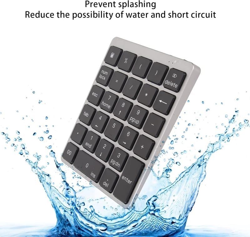 Yunseity Bluetooth és USB-s numerikus billentyűzet, 28 gombos, iOS/Android/Windows, szürke-fekete
