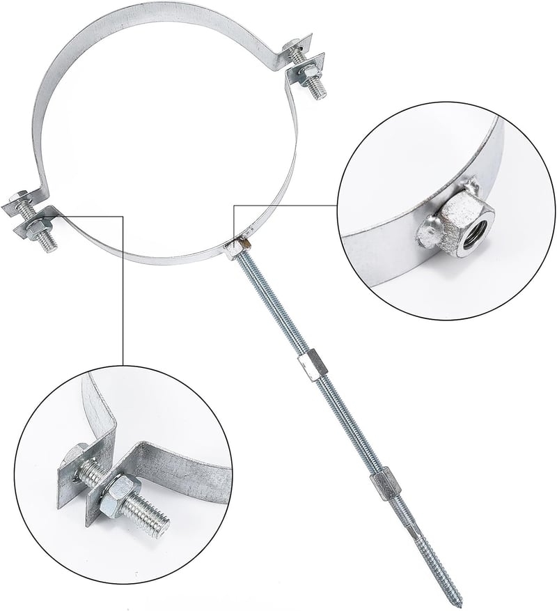 Beekeg Kémény Cső Tartó Bilincs 150mm Fehér Fali Rögzítő Fojtószeleppel Füstcső Szereléshez 2db