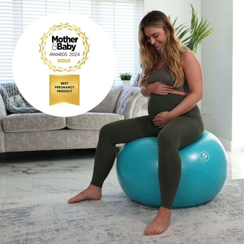 BABYGO Türkiz Fitness Labda Várandósoknak 65cm - Irodai és Jógahasználatra, Könyvvel