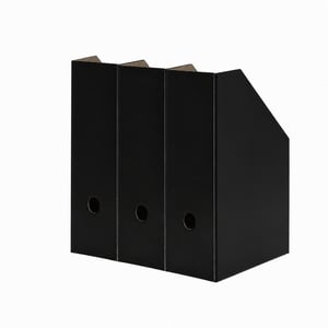 Set suport pentru documente vertical LANDRÉ, A4, carton negru, lățime 10,5 cm - Stoc parțial, produs de prezentare — set de 4 bucăți