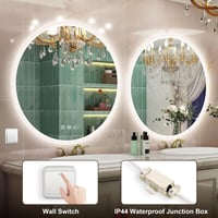 STARLEAD 80 cm Kerek Fürdőszobai Tükör Bluetooth Hangszóróval, Fényerőszabályzós LED Világítással, 3 Színhőmérséklettel, Páramentesítővel, I 8