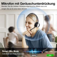 Beebang Bluetooth Headset Mikrofonnal PC-hez - Vezeték Nélküli Fejhallgató USB Adapterrel és Töltőállomással, 40 Órás Üzemidő, Teams és Skyp 2