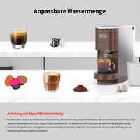 KOTLIE AC-513H 4 az 1-ben Kávéfőző, 3 Állítható Magassággal, Őrölt Kávéhoz, ESE Podokhoz és Különböző Márkájú Kapszulákhoz, Barna 7