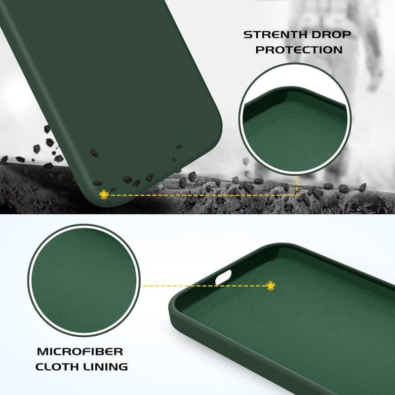 iPhone 12/12 Pro Zöld Szilikon Tok Mikroszálas Béléssel - Újracsomagolt