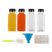 Set 6 sticle din plastic reîncărcabile Yzpklhw, 250 ml, cu capac negru, pentru smoothie, suc, apă, lapte, flacon transparent pentru frigider 2