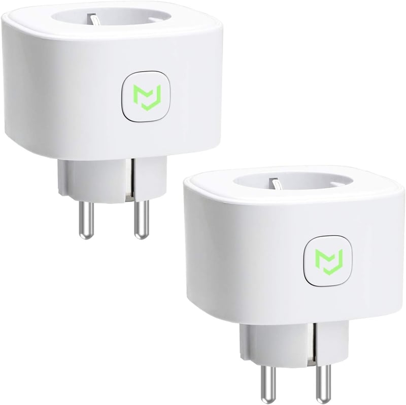 Meross WiFi Okos Konnektor Energiafogyasztás Méréssel - Alexa és Google Home Kompatibilis Időzíthető Távirányítható Aljzat, 16A 3840W, 2db F