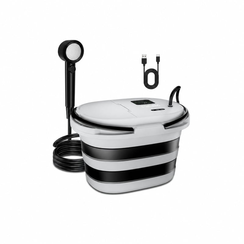 Duș de camping Spopal cu pompă încorporată de 13000 mAh și rezervor de 20 litri — fără suport pentru duș și fără burete de baie (stare: vezi a 2-a imagine)