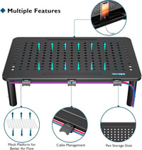 BONTEC Monitor Állvány - Ergonomikus Képernyőemelő, 36,8 x 23,1 cm, 1,18 kg, Stabil Asztali Tartó Számítógép Monitorhoz, Fekete 4