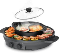 ENFRIFAM 2000W Elektromos Hot Pot és Raclette Grill, 8 Személyes, Kettős Főzőzóna, Független Hőmérséklet Szabályozás, Tapadásmentes Bevonat 1