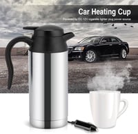 MAGT 12V 750ml Autós Vízforraló Bögre - Rozsdamentes Acél Utazó Termosz Kávéhoz, Teához - Automata Kikapcsolás, Jelzőfény, Ezüst 3