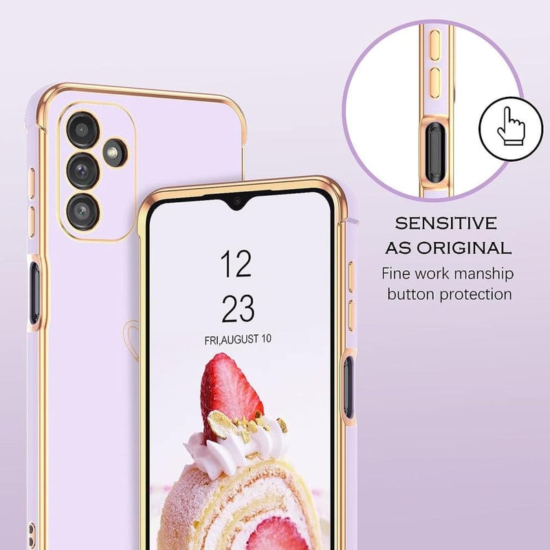 Samsung Galaxy A13 lila tok szívecskés dísszel és csuklópánttal