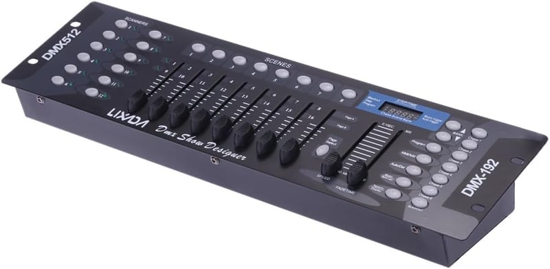 Lixada DMX 512 Fényvezérlő Konzol 192 Csatornával - Színpadi Lámpákhoz, Mozgó Fejekhez, DJ Felszereléshez, Partikhoz, 19" Rack Kompatibilis