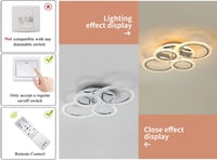 Modern Mennyezeti Lámpa 58W - 52*42*10 cm Fényerőszabályozható 4 Gyűrűs LED Lámpatest Távirányítóval Nappali  6
