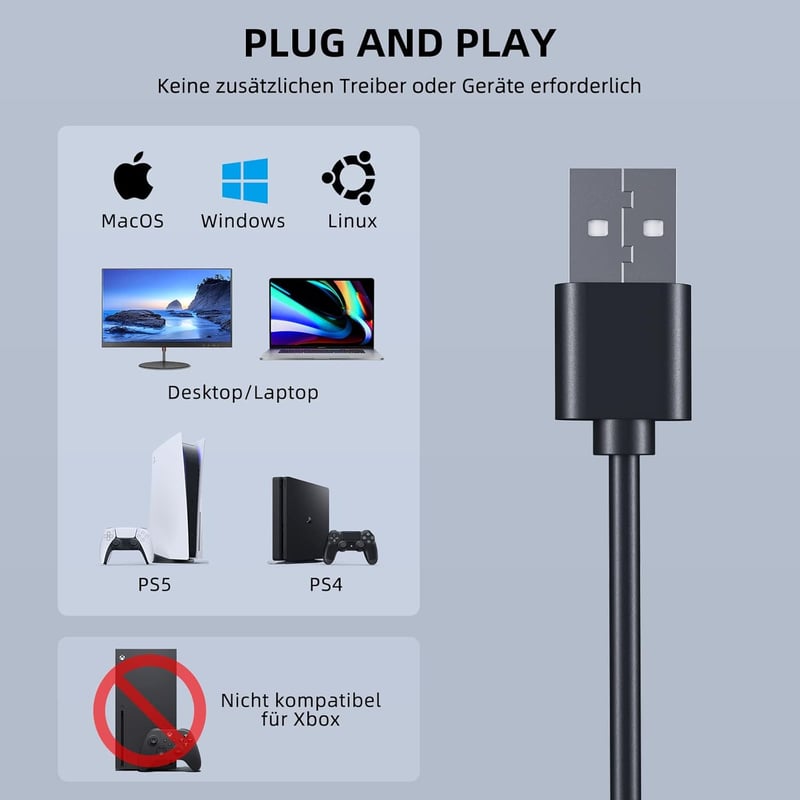 SUDOTACK USB Gaming Mikrofon Kondenzátor PC Streaming Podcast Felvételhez