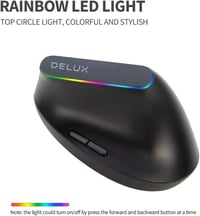 DeLUX M618C Fekete Ergonomikus Vezeték Nélküli Függőleges Egér Csendes Kattintással, Kéztőalagút Szindrómára 5