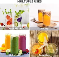 OAMCEG 8 db 500 ml Üveg Palack Szett - Juice Üvegek PP Fedéllel és Szívószálakkal, Mosogatógépben Mosható, Hűtőben Tárolható, Smoothie-hoz é 8