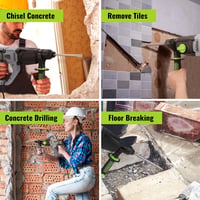 WORKPRO SDS-Plus 1050W Fúrókalapács 3 Joule, Állítható Sebesség, 360° Forgatható Fogantyú, Betonhoz 26mm, Tartozékokkal és Hordtáskával 9