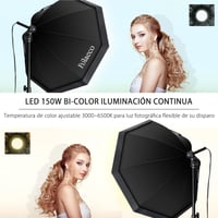 Potaeco Stúdió Világítás Szett 2db Oktogon Softbox LED 150W Távirányítóval Állítható Állvánnyal Fotózáshoz Videózáshoz 5