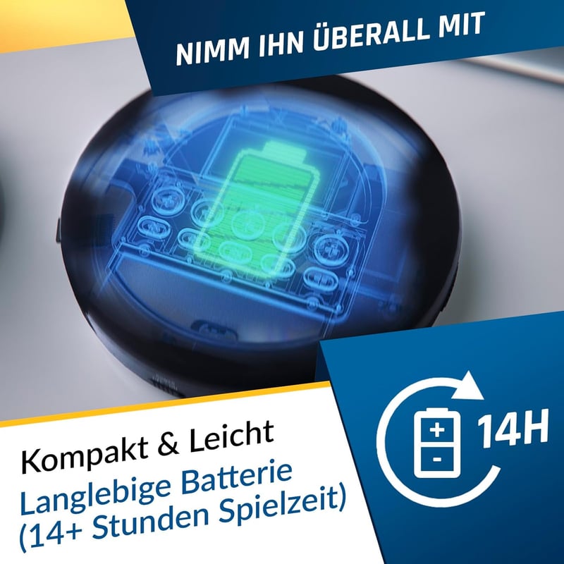 KLIM Nomad Hordozható CD Lejátszó Bluetooth - Hosszú Üzemidejű Akkumulátor, Fejhallgatóval, CD-R/RW/MP3 Támogatás, TF Kártyaolvasó, FM Rádió