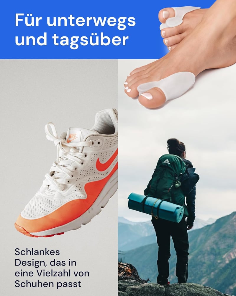 YOGAMEDIC Hallux Valgus korrekciós sín és lábujjelválasztó szett - Univerzális méret, BPA-mentes