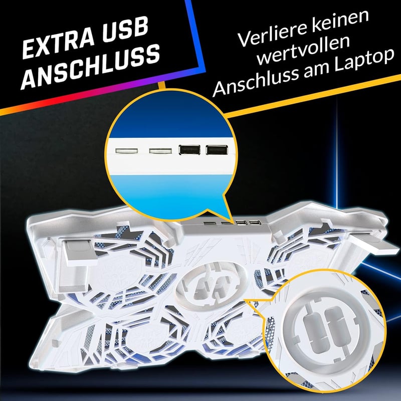 KLIM Wind Laptop Hűtő - 4 Ventilátoros Hűtőpad PC, Mac, Xbox, PS4 Eszközökhöz - USB Tápellátású, Stabil, Csendes - 11-17" Méretű Laptopokhoz