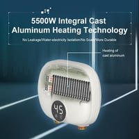 Briwellna 5,5 kW-os átfolyós vízmelegítő LED kijelzővel, kompakt méret, 220V 5