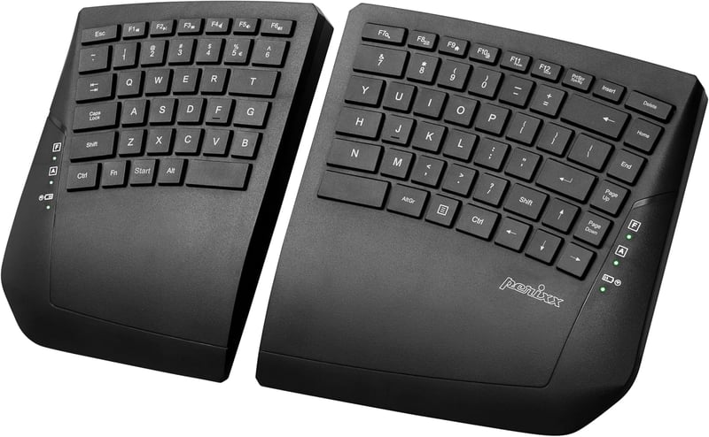 Perixx PERIBOARD-624B Vezeték Nélküli Ergonomikus Split Billentyűzet Állítható Dőlésszöggel - Lapos Gombokkal - US Angol Kiosztás