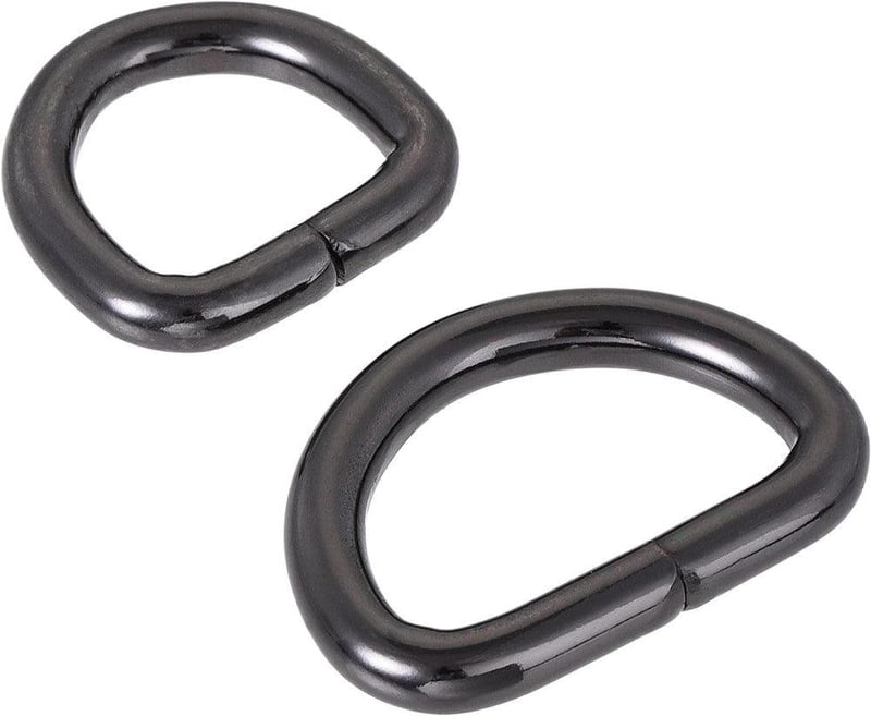 Uxcell Fekete Fém D Gyűrű Csat 16mm és 25mm, 12 darabos szett