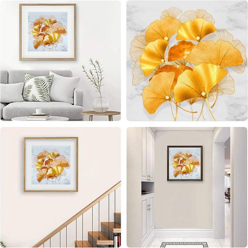 Ginkgo Leveles 5D Gyémántfestés Készlet, 40x40 cm - Kreatív DIY Dekoráció