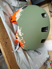 Cască de ciclism pentru copii Uvex Kid 3 CC, verde mușchi-nisip mat, circumferință cap 55-58 cm, cu reglare individuală a mărimii, ventilație optimă, utilizată 3