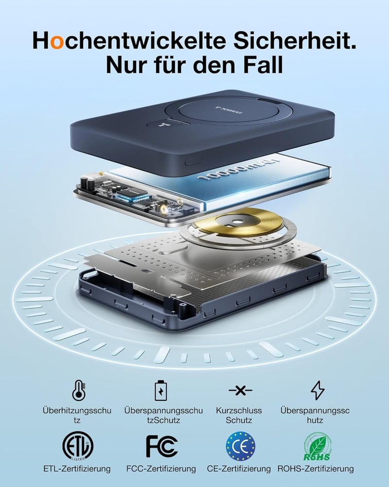 TORRAS 10000 mAh Mágneses Powerbank MagSafe Gyorstöltéssel és O Állvánnyal - 22.5W PD Vezeték Nélküli Hordozható Akkumulátor iPhone 16/15/14