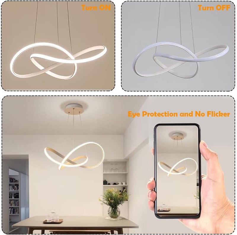 Modern LED Függőlámpa 45W - Távirányítós, Fényerőszabályozható, Állítható Magasságú Étkezőasztal Világítás Nappaliba, Konyhába (Fehér,