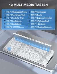 TECKNET Vezeték Nélküli Billentyűzet-Egér Szett, Német QWERTZ Kiosztás, 15m Hatótáv, Csendes Gombokkal, PC/Laptop/Smart TV Kompatibilis, Feh 5